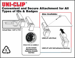 Uni•Clip® 202 ID Badge Clip Polypropylene (Bag of 500)